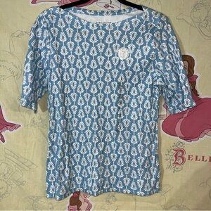 Charter Club Light Blue and White Cotton Top